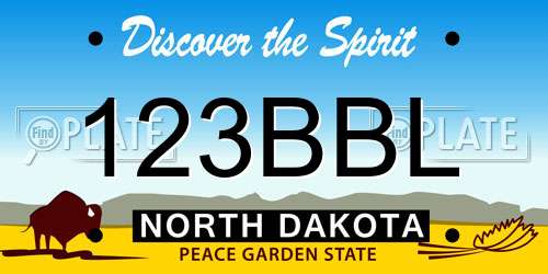 123BBL North Dakota License Plate