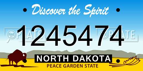 1245474 North Dakota License Plate
