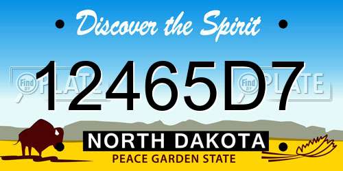 12465D7 North Dakota License Plate