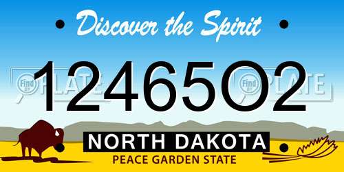 12465O2 North Dakota License Plate