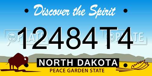 12484T4 North Dakota License Plate