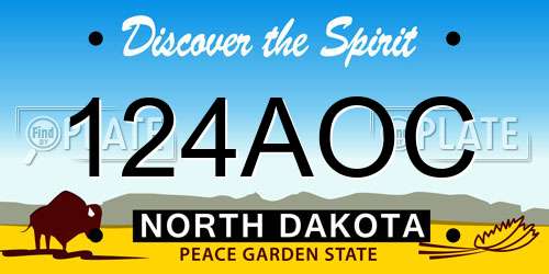 124AOC North Dakota License Plate