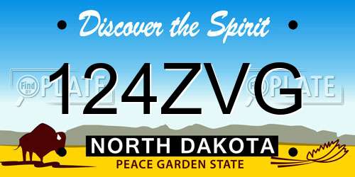 124ZVG North Dakota License Plate