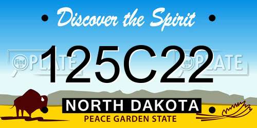 125C22 North Dakota License Plate
