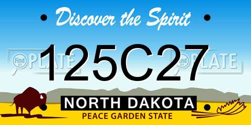 125C27 North Dakota License Plate