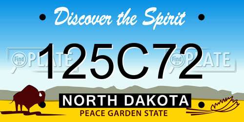 125C72 North Dakota License Plate