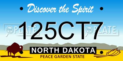 125CT7 North Dakota License Plate