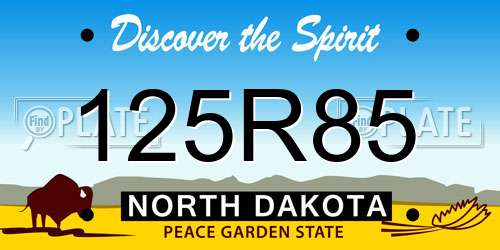 125R85 North Dakota License Plate