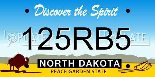 125RB5 North Dakota License Plate