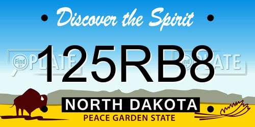 125RB8 North Dakota License Plate