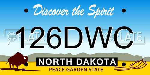 126DWC North Dakota License Plate