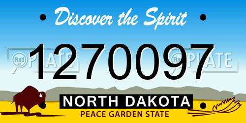 1270097 North Dakota License Plate