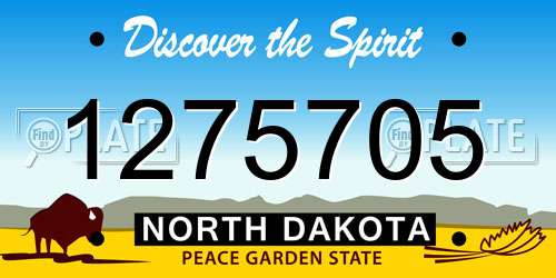 1275705 North Dakota License Plate