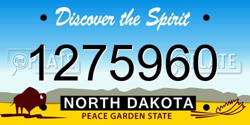 1275960 North Dakota License Plate