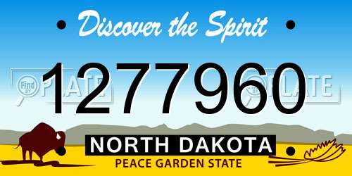 1277960 North Dakota License Plate
