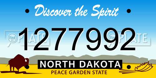 1277992 North Dakota License Plate