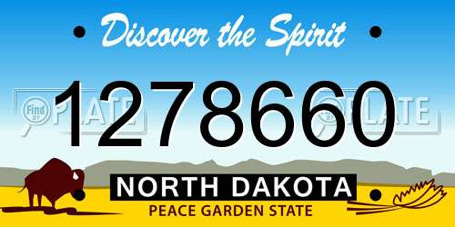 1278660 North Dakota License Plate