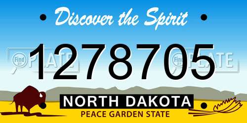 1278705 North Dakota License Plate