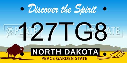 127TG8 North Dakota License Plate