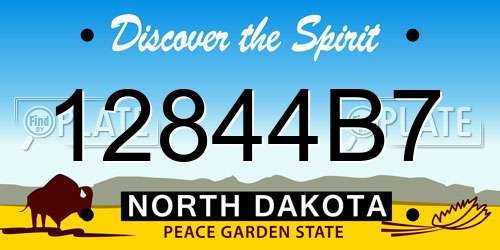 12844B7 North Dakota License Plate
