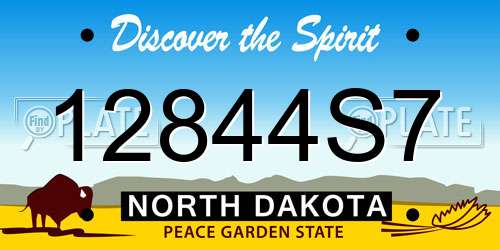 12844S7 North Dakota License Plate