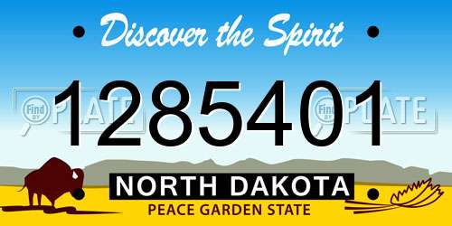 1285401 North Dakota License Plate