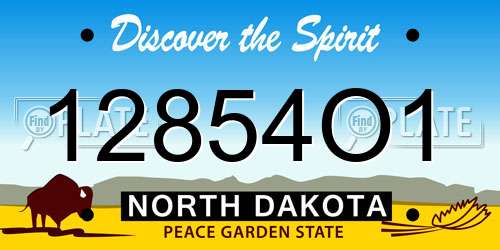 12854O1 North Dakota License Plate