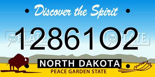 12861O2 North Dakota License Plate