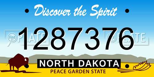 1287376 North Dakota License Plate