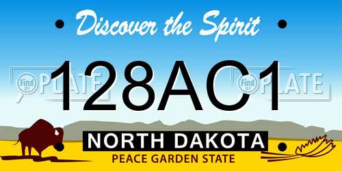 128AC1 North Dakota License Plate