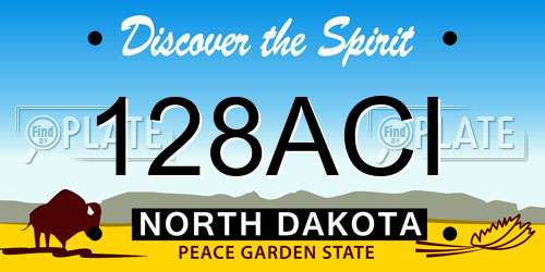 128ACI North Dakota License Plate
