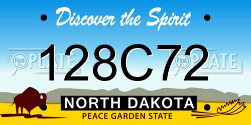 128C72 North Dakota License Plate