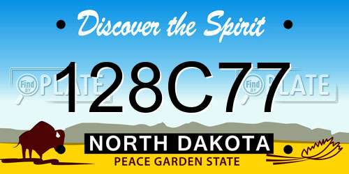 128C77 North Dakota License Plate