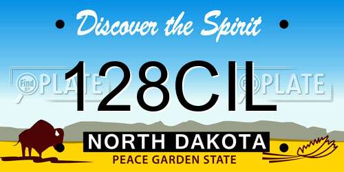 128CIL North Dakota License Plate