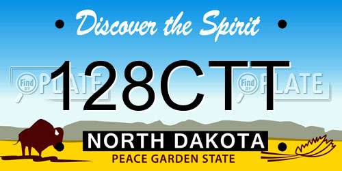 128CTT North Dakota License Plate