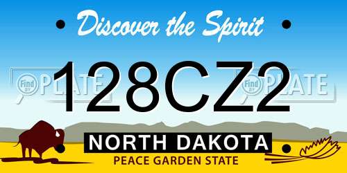 128CZ2 North Dakota License Plate