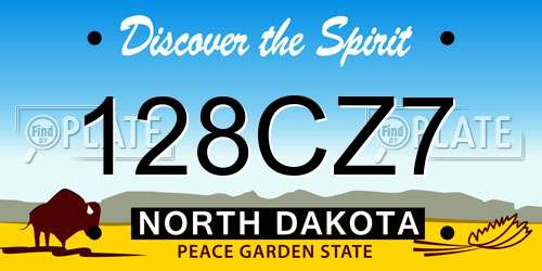 128CZ7 North Dakota License Plate