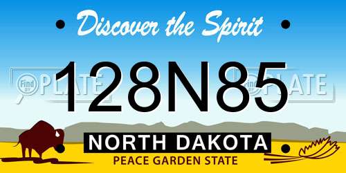 128N85 North Dakota License Plate