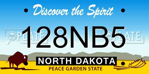 128NB5 North Dakota License Plate