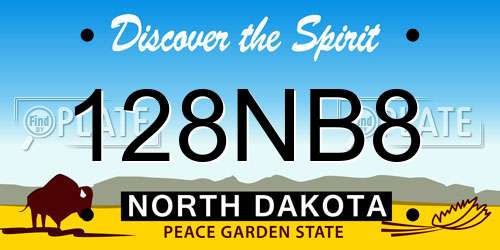 128NB8 North Dakota License Plate