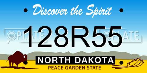 128R55 North Dakota License Plate