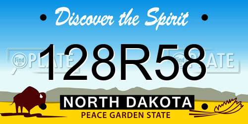 128R58 North Dakota License Plate