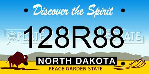 128R88 North Dakota License Plate