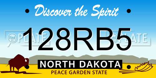 128RB5 North Dakota License Plate