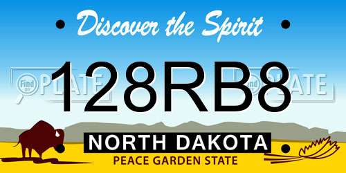 128RB8 North Dakota License Plate