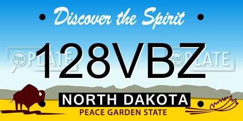 128VBZ North Dakota License Plate