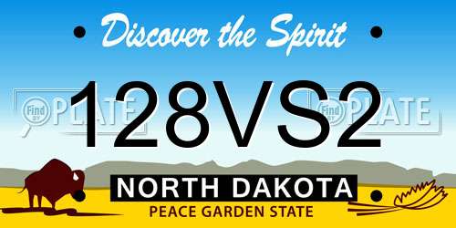128VS2 North Dakota License Plate