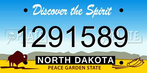 1291589 North Dakota License Plate