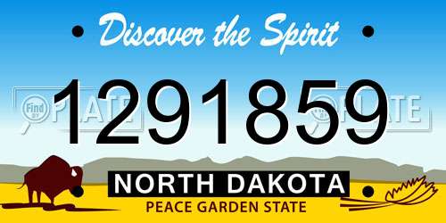 1291859 North Dakota License Plate