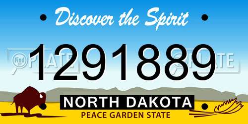 1291889 North Dakota License Plate